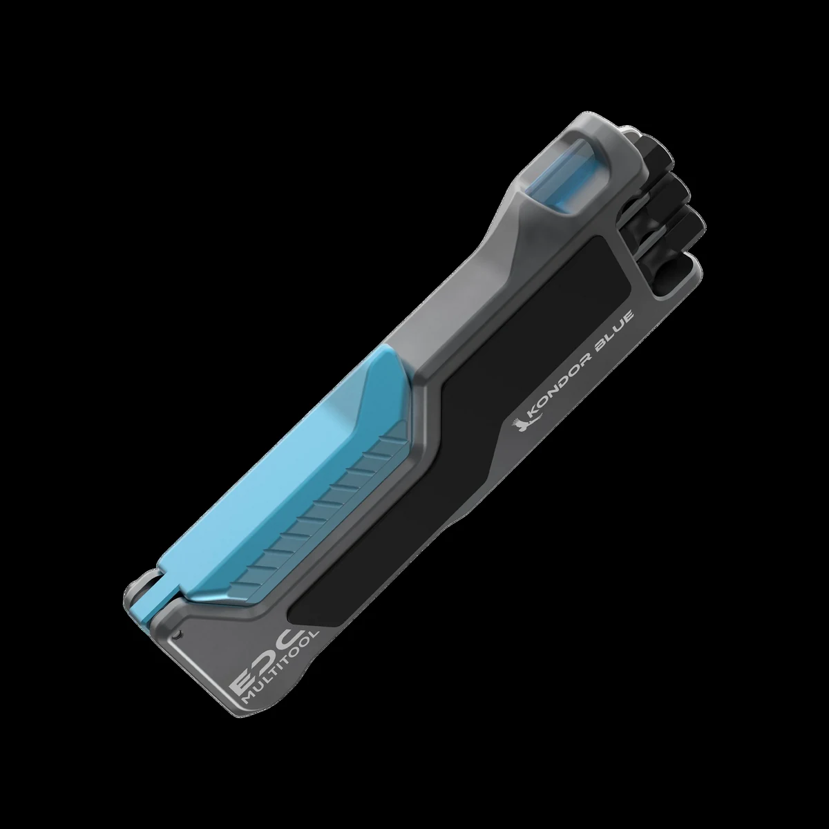 KONDOR BLUE EDC Multi-Tool V2 bit driver closed with blue grip and visible bubble level