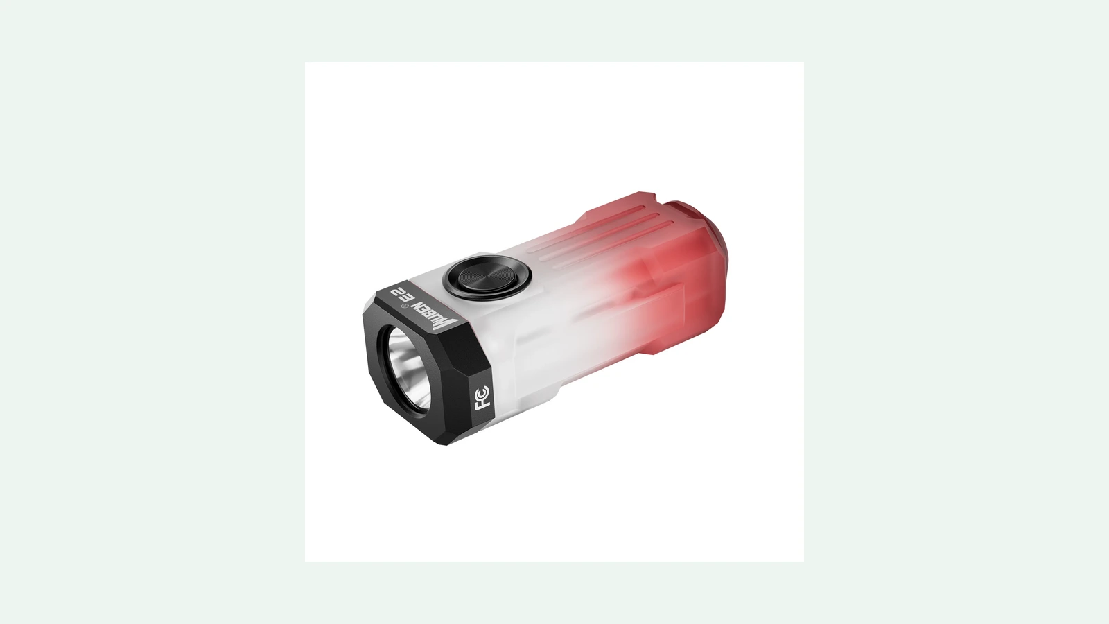 Red WUBEN E2 Pulse keychain flashlight with front emitter and side COB light